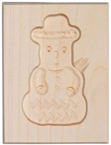 Teemando® Spekulatius-Form, Motiv Schneemann, Springerle-Formen für Kekse mit Motiv, Plätzchen-Ausstecher, Holz-Model-Backform, 8cm, aus Holz