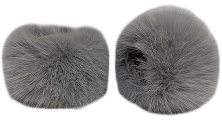Lina & Lily Damen Winter Armstulpen Manschetten Pulswärmer Kunstfell (Hellgrau)
