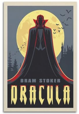 koanga Vintage Literarische Poster Dracula Poster Dekorative Malerei Leinwand Wandposter und Kunstdruck Modern Familie Schlafzimmer Dekor Poster 30 x 45 cm