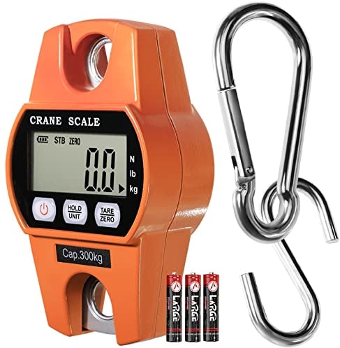 GRAM PRES Báscula digital para equipaje, báscula de cocina, portátil, báscula industrial de 300 kg, para maleta, pesca, caza al aire libre, pantalla LCD