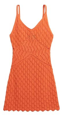 Superdry Damen Gehäkeltes Minikleid mit Trägern Leuchtend Korallrot 40