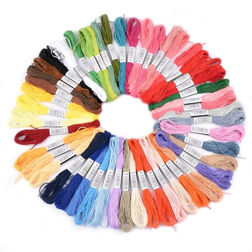 Stickgarne, 50 Knäuel, Regenbogenfarben, Stickgarn für DIY-Garn, Handwerk, Kreuzstich, Freundschaftsarmbänder und Nähen (50 Farben)