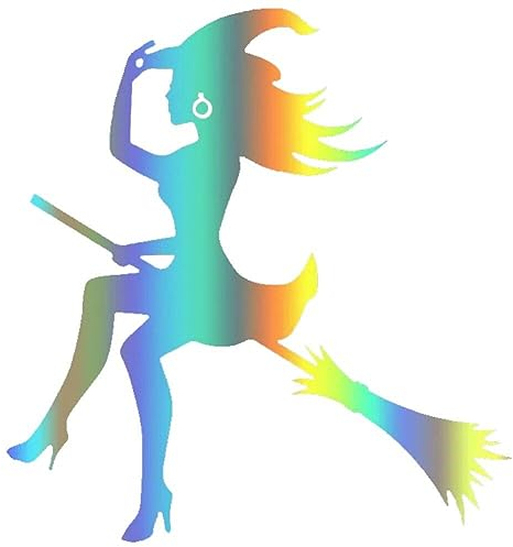 Lpitoy Auto Styling Aufkleber Lustige Hexen Reitbesen Autoaufkleber Wasserdichtes Fensterglasaufkleber Motorradaufkleber Autozubehör Accessoires