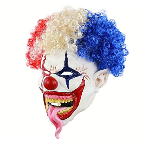 Abaodam Gruselige Clownmaske für Halloween Gruselige Zahnige Zunge Heraus Bequeme Passform für Horror-zombie-kostüme
