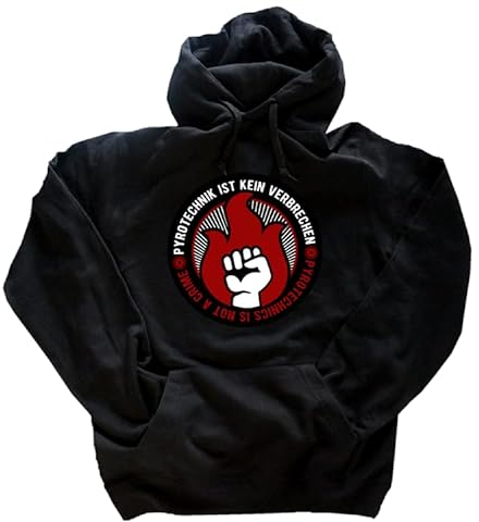 Sammys Shirt Store Pyrotechnik II ist kein Verbrechen rund Kapuzenpullover Klassisch Dickes Material Schwarz XL