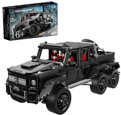 Lukie Technik Auto G-Klasse, Modellauto-Bausatz im Maßstab 1:8, Klemmbausteine Technik Auto G-Klasse aus 3300+ Teile, Kompatibel mit Mercedes Benz G63 AMG 6x6 Technic Autos