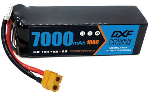 DXF 1 Paquet Batterie lipo 6s Haute Performance - 7000mah 100c pour rc, hélicoptère, Voiture, Bateau et FPV - Tension 22,2v - lipo 6s connecteur xt60 - idéale pour Les passionnés de modélisme