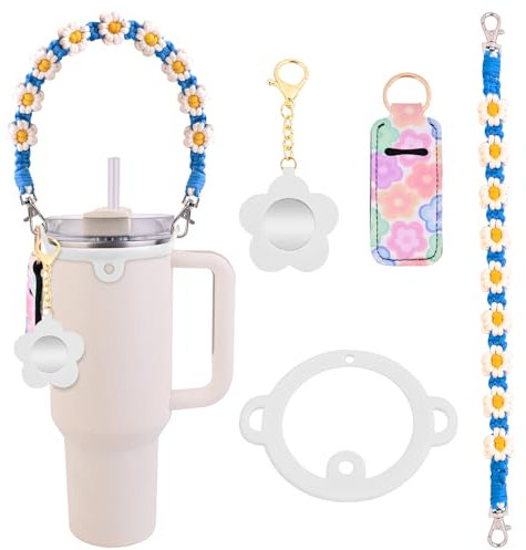 YMO Water Bottle Handle with Lip Balm Holder, Sling Holder Lanyard, Carrier with Strap, Tumbler Accessories,Compatible with Stanley Cup Accessories 16-40oz