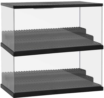 NVOSIYU 2PCS Acryl Schaukasten für 40 Minifiguren, Stapelbare Mini Figuren Vitrine Aufbewahrung für Lego Minifiguren, Keine Montage Erforderlic, Schwarz