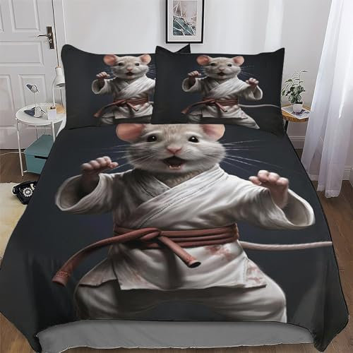 PAZZK Maus Bettwäsche Für Jungen Mädchen 3D Deckenbezug Set 2 teilig Bettbezüge Atmungsaktive Mikrofaser Bettbezug Mit Reißverschluss Und Kissenbezug Single (135x200cm)