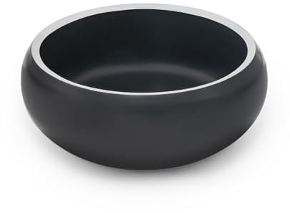 lionto Heavy Duty Stainless Steel 2000ml Food Grade Dog Bowl with Non-Slip Silicone Pads, Rustproof Water Bowl for Dogs & Cats, Domed, Dishwasher Safe, Black