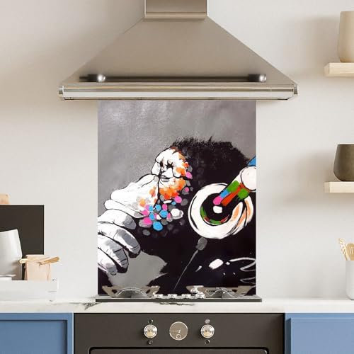 Toughened 6mm Glass Kitchen Splashback 60 x 75cm Colourful Thought - Polished Heat Resistant Back Splash for Cookers Hob