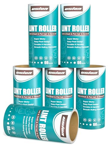USION Pet Lint Rollers - Extra Sticky Lint Roller for Pet Hair (Pack of 6 Rolls)