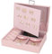 DesignSter boîte à bijoux, grand rangement de bijoux de voyage en cuir PU avec 8 petites poches à bijoux, organisateur de bijoux pour collier, boucles d'oreille, bague, Rose