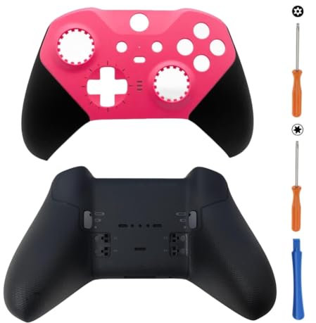 Hzxkqmil Carcasa Delantera y Trasera Carcasa de Repuesto Placa de Cubierta Personalizada Estuche de Cáscara Inferior Accesorios para Xbox Elite Controller Series 2, Rojo Rosa + Negro