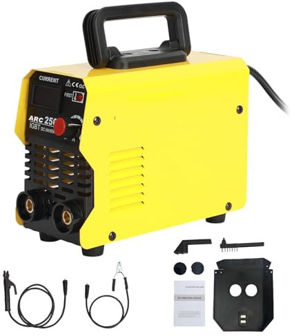 ARC-250 saldatrice ad arco inverter, saldatore bastone 250A con tecnologia IGBT, ingresso 220 V, avviamento caldo e funzioni anti-stick, portatile per applicazioni industriali Giallo