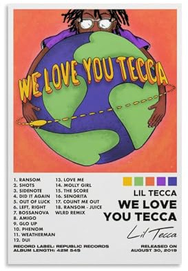 URAUIH Lil Tecca Albumposter We Love You, für Schlafzimmer, Wohnzimmer, Wandkunst-Deco-Poster, 30 x 45 cm, ungerahmter Stil