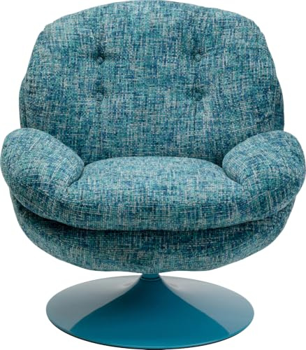 Kare Design Drehsessel Cosy, Blau, 84x81x83 cm, Sitzhöhe 46 cm, Drehbar 360°, Retro, Sessel, Sitzmöbel, Wohnzimmer