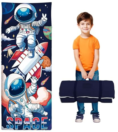 Schlafsack Kinder mit Kissen Abnehmbar Faltbare Kinderschlafsack 150×60cm | Leicht Warm Kinderschlafsack Doppelter Reißverschluss für Mädchen Jungen Faltbare Deckenschlafsack für Indoor Outdoor Camping