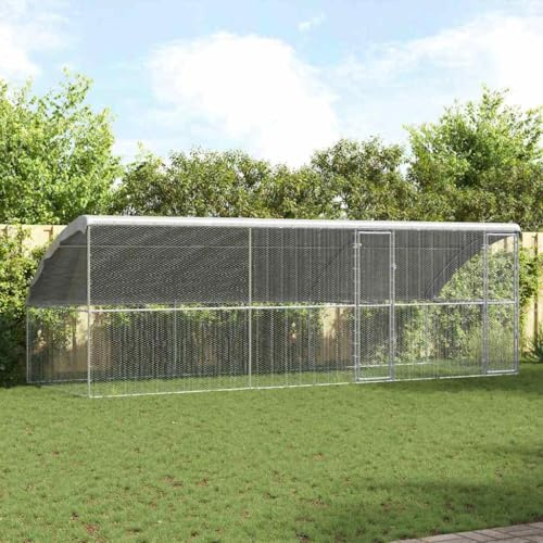 Festnight Gallinero para Exterior Grande Gallinero para Gallinas con Cubierta & 2 Puertas Perrera para Exterior Pajareras Exterior en Jardin de Acero Galvanizado 600 x 200 x 198.5 cm