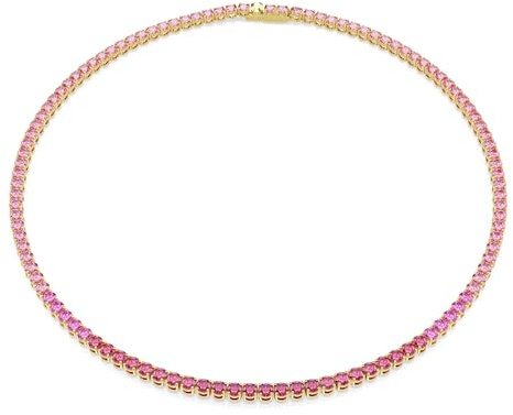 Swarovski Collier Tennis Matrix, Taille ronde, Rose, Placage de ton or
