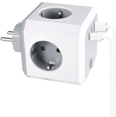 Steckdosenleiste mit USB C- Steckdosenadapter 4-Kabel Mehrfachsteckdose Mit 3 USB & 1 Type-C Ladebuchse (5V 3.4A) für zu Hause - Praktischeverteile ohne Kabel mit Hocheffizienter Ladefunktion,Weiß