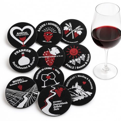 ETLEE Wein Filzuntersetzer 10er Set mit Sprüchen