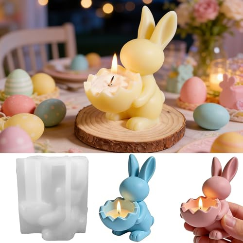 Silikonformen Ostern Gießformen,Silikonform Ostern Hase,Silikonformen Gießformen Ostern,Silikon Gießform Ostern,DIY Hasen Silikonform Ostern,Backform und Kerzenhalter für DIY Osterhase Deko