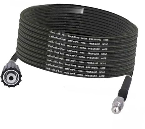 M22 15m Pressure Hose & 7 Attachments, Drain Unblocking Tool for Debris from Sink Bathtub Pipes Multiple Corner Drain Unclogging Tool