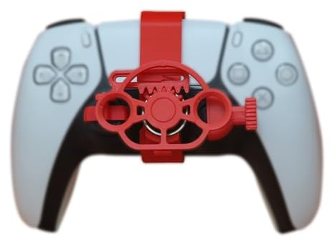 NbgrvB Mini volant 3D pour PS5 Compact PLA Racing Manette de manette de jeu réaliste Accessoire de jeu dynamique pour les amateurs de simulation Jaune rouge