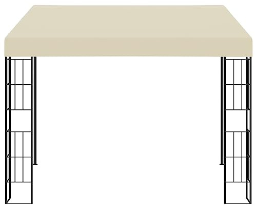 Qnhdfrt Gazebo a Parete 3x3 m da Giardino in Acciaio e Poliestere Crema | Struttura parasole per esterno addossata al muro di casa, ideale per creare ombra su terrazza o patio.