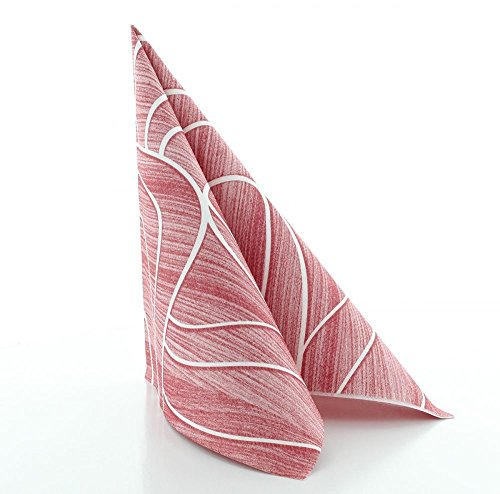 Sovie HORECA Serviette RENÈ - Weiße Streifenstruktur auf bordeauxfarbenem Hintergrund – Edle Tischdeko für Gastronomie & Events (Bordeaux, 40 x 40cm/50 Stück)
