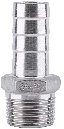Verbindungsstück für Schlauch, Stacheldraht mit Gewinde, Adapter für Schlauch, Edelstahl, SS304, 1/8 Zoll ~ 3/4 Zoll (3/4 x 20 mm)