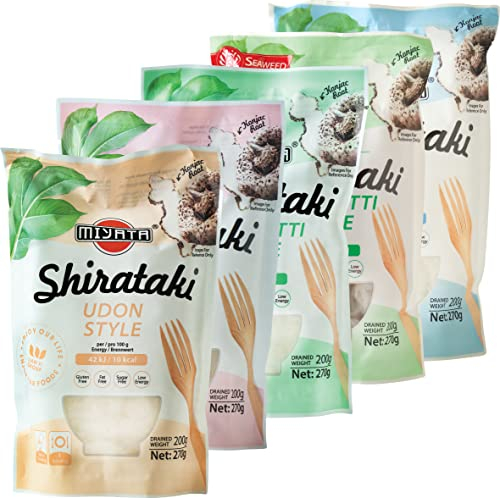 Miyata Shirataki, Caja Mixta Con 5 Variedades Diferente De Fideos De Harina De Konjac, 1350 g