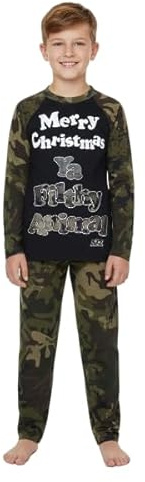 A2Z 4 Kids Girls Boys PJ's YA Filthy Printed Christmas Pyjamas - PJS Camo Ya Filthy Green 3-4