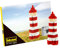 Idena 40145 - Postkarte Leuchtturm mit einem 3D Modellbauset mit 72 Original Brixies Minibausteinen, Schwierigkeitsgrad 1, Grußkarte oder Mitbringsel für Kinder und Erwachsene