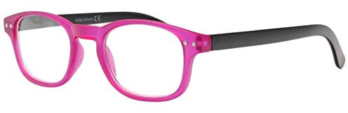 Occhiali con lente d'ingrandimento rosa fucsia e nero, rettangolari Laky, unisex