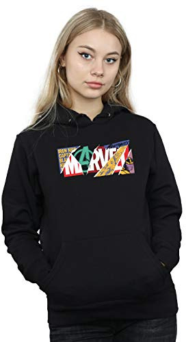 Marvel Women's Collage Logo Hoodie Black Large