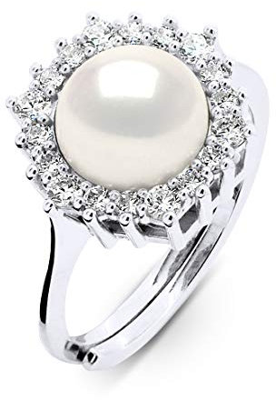Essens - Bague Marquise - Véritable Perle de Culture 8-9 mm - Qualité AAA+ - Collection SO PEARLS - Taille Ajustable - Argent 925 - Bijou Femme