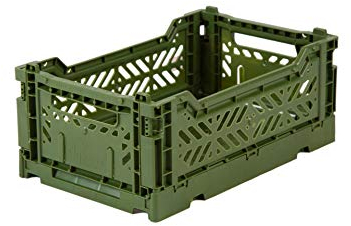 Ay-Kasa Klappkiste, stabile Faltkiste aus Kunststoff, stapelbar, Khaki, Mini (27x17x11cm)