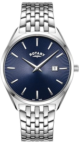 Rotary Herren Ultra Slim Edelstahl Armband Quarzuhr mit Faltschließe GB08010/05
