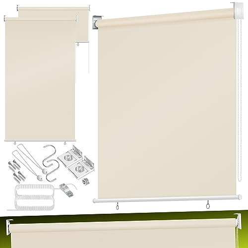 KESSER® Senkrechtmarkise Vertikalmarkise Balkonmarkise 160 x 140 cm Sichtschutz Sonnenschutz Seitenrollo Beschattung, Balkonrollo Stabil und wetterbeständig, für Balkon, Terrasse, Garten, Beige