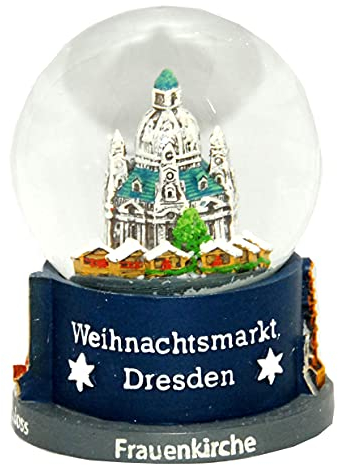Souvenir Schneekugel Weihnachten Weihnachtsmarkt Striezelmarkt Dresden | B: 65 mm H: 85 mm | Reiseandenken Deutschland | 30020