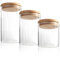 Robin Goods® Juego de tarros de almacenamiento de 3 piezas con tapa de bambú - alimentos - hermético de vidrio de borosilicato reforzado - 0.6L / 0.9L / 1.2L (03 piezas - 600/900 / 1200ml)