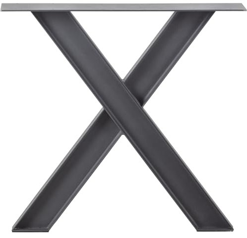 WOOOD Tablo Industrial 1er X-Tischbein Metall Schwarz - 1 Stück - Tischgestell Tablo Esstisch - 72x79x10 cm