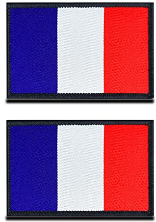 2 pièces Drapeau de la Français France Tactique Militaire Emblème National Applique Fermeture Crochet et Boucle pour Chapeau Sac à Dos Vestes Jean Vêtements Uniforme Gilet