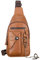 BULLCAPTAIN XB-520 Umhängetasche für Herren, aus echtem Leder, mit Handy-Ständer, Kette, Brust, Schulter-Rucksack, Tagesrucksack, Braun, Medium, Casual