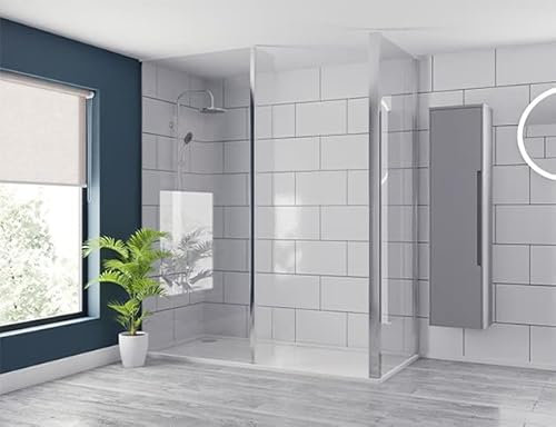 Pacco 10mm Clear Glass Polished Chrome 2000mm x 250mm Walk in Fixed Return Shower Screen