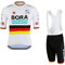 2022 Pro Team BORAhansgrohe Radtrikot Set für Herren, atmungsaktives MTB Radtrikot Trägerhose Kits GEL Paddad (3XL)
