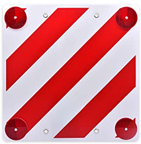 Warntafel aus Kunststoff | Warnschild für Fahrradträger und überstehende Ladung | rot-weiß | 500 x 500 mm | Wohnmobil Wohnwagen